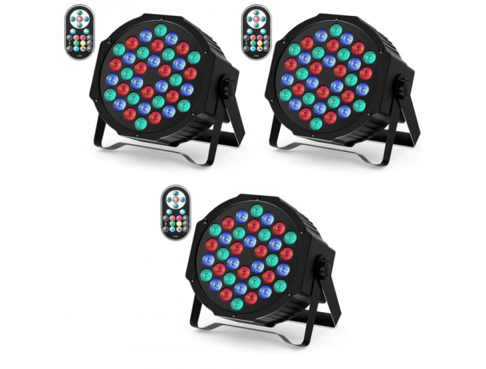 Proiector joc lumini U King, Pachet de 3, RGB 36 LED-uri, control DMX7CH - RESIGILAT