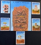 Ciuperci - S&atilde;o Tom&eacute; e Pr&iacute;ncipe 1988 - Coliță Filatelică + Set de 5 Timbre Seria Completa (Ștampilat) CP1_II