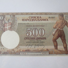Serbia 500 Dinara 1942,bancnotă necirculată cu marginile tăiate