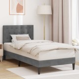 vidaXL Cadru de pat cu headboard Gri &icirc;nchis 90 x 200 cm Catifea 42027638