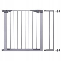 Poarta, grilaj, de siguranta, protectie copii, inchidere automata, cu extensie 14 cm, metalica, gri, 79/84x75 cm, Springos foto