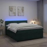 Cumpara ieftin Pat boxspring cu saltea Verde inchis 140 x 200 cm Catifea