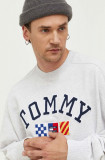 Tommy Jeans hanorac de bumbac barbati, culoarea gri, melanj