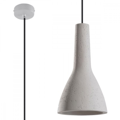 Lampa Suspendată Empoli Gri Beton 1 Bec Tub Industrial De Interior foto