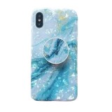 Husa protectie pentru apple iphone 7 soft imd tpu marble albastru cu suport inclus, Flippy