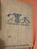 Atlas geografic general 1980, format mare, coperti cartonate si panzate