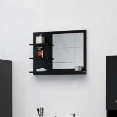 Oglinda de baie, negru, 60 x 10,5 x 45 cm, PAL GartenMobel Dekor