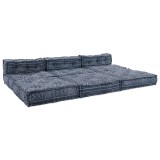 VidaXL Canapea puf modulară 4 locuri, convertibilă, indigo, textil