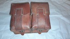 Cartusiera dubla din piele originala ptr. pusca Mauser Kar 98K ,ZB 24 ,VZ 24 ,colectie,razboi,Armata Romana,Wehrmacht,Waffen SS,WW2,surplus militar #1