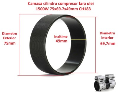 Camasa cilindru compresor fara ulei 1100-1500W 75x69.7x49mm CH183 foto