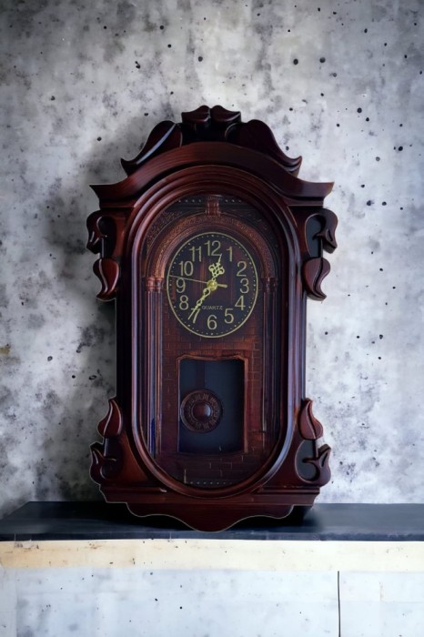 Ceas rustic de perete cu pendul 52 cm