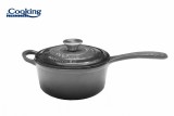 Caserola Fonta Emailata Heinner 19x9cm, 1.8L, Marmura Gri, Capac Inox, Inductie