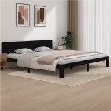Cumpara ieftin Cadru de pat, negru, 200x200 cm, lemn masiv de pin