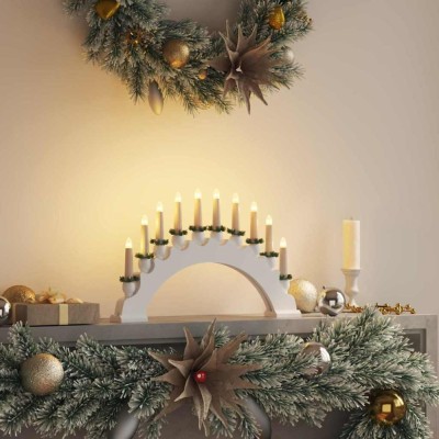 vidaXL Arhă de Crăciun cu 10 lum&amp;acirc;nări LED Alb 47 x 5 x 29 cm 42019709 foto
