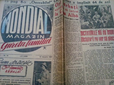 MONDIAL MAGAZIN GAZETA FAMILIEI - Anul II nr.16, 12 Ianuarie 1947 - V. Firoiu foto
