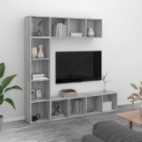 VidaXL Set dulap TV/cărți, 3 piese, sonoma gri, 180x30x180 cm
