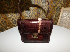 Poseta vintage Perez Valencia , piele exotica , ceas cadou