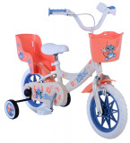 Bicicleta pentru baieti Disney Stitch, 12 inch, culoare crem / coral, frana de m PB Cod:21135-DR