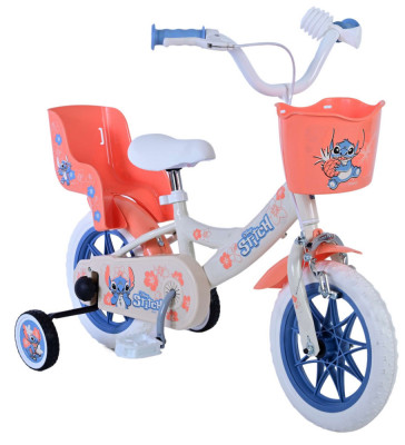 Bicicleta pentru baieti Disney Stitch, 12 inch, culoare crem / coral, frana de m PB Cod:21135-DR foto