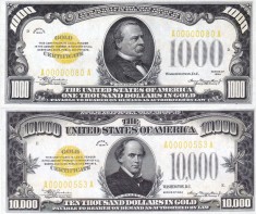 Bancnota Statele Unite 1,000 si 10,000 Dolari 1934 - P409/410 UNC ( replici ) foto