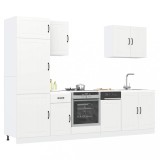 Set dulap de bucătărie din 7 piese &bdquo;Lucca&rdquo; Lemn prelucrat alb