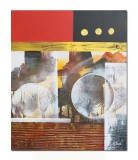 Cumpara ieftin Tablou abstract pictat manual, Calatorie prin spatiu 3, 60x50cm ulei pe panza in relief efect 3D, gata de agatat pe perete