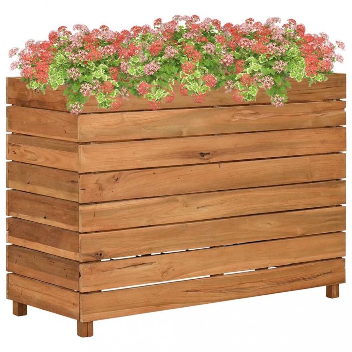 vidaXL Strat &icirc;nălțat, 100x40x72 cm, lemn de tec reciclat și oțel