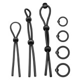 Set 7 inele pentru penis ADDICTED TOYS Flexible Cock Ring Set, pentru susținerea erecțiilor, din silicon, culoare negru