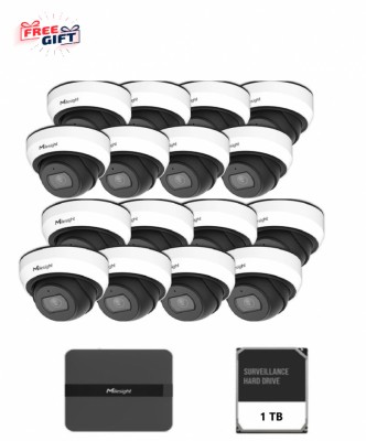 Kit supraveghere video Milesight 16 camere Dome MS-C2973-PD + 1 foto