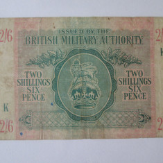 Marea Britanie-Autoritatea Militară Britanică 2 Shillings 6 Pence WWII 1943