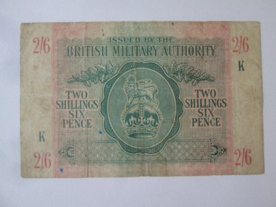 Marea Britanie-Autoritatea Militară Britanică 2 Shillings 6 Pence WWII 1943 foto
