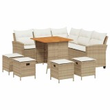 Cumpara ieftin Set canapele de gradina cu 6 piese si perne, forma de L, bej, poliratan