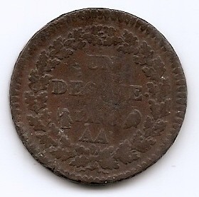 Franta 1 decime 1799 AA - L&amp;#039;AN 8 - AA, Prima Republica, Cupru, 20 gr, 23 mm, KM-644 (6) foto