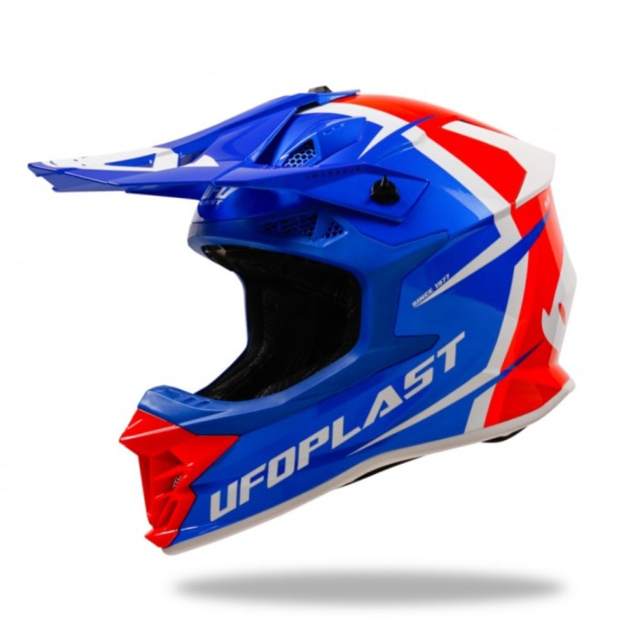 Casca cross Ufo Plast Intrepid S5 albastru/rosu/alb