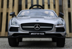 Masinuta electrica pentru copii Mercedes SLS AMG, Scaun tapitat #Silver foto