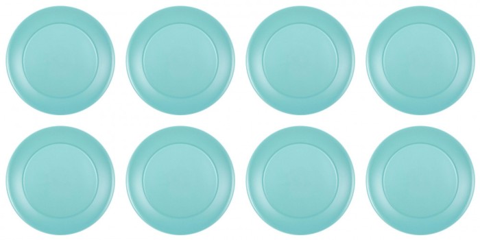 Set farfurii 8 piese pentru fructe, din plastic, verde, diametru 20 cm