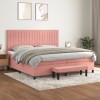 VidaXL Pat box spring cu saltea, roz, 200x200 cm, catifea 3137988