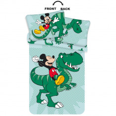 Lenjerie de pat Disney Mickey Dino, 2 Piese, 100A 135 cm, 40A 60 cm, 100% Bumbac