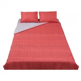 Lenjerie de pat King Size in 2 tonuri, Caramiziu si Gri, Heinner