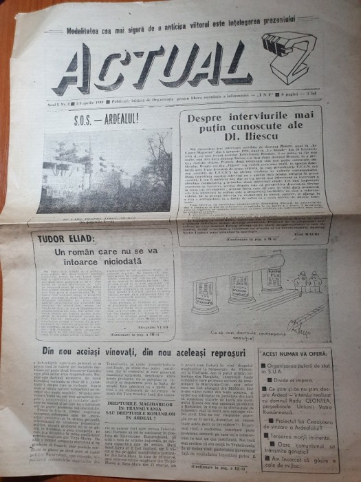 ziarul actual 3-9 aprilie 1990-articolul &quot;SOS ardealul &quot;