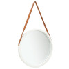 Oglinda de perete cu o curea, 50 cm, alb GartenMobel Dekor, vidaXL