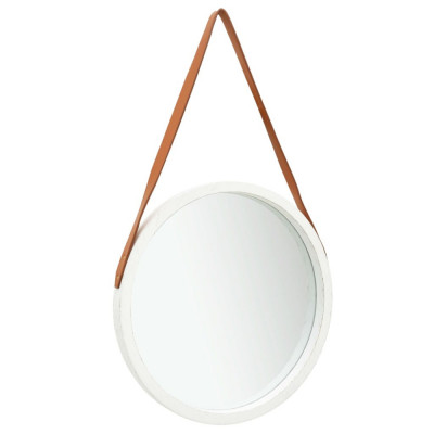 Oglinda de perete cu o curea, 50 cm, alb GartenMobel Dekor foto
