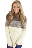A629-2218 Pulover in trei culori, cu guler inalt, L, XL, XXL