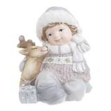 Cumpara ieftin Figurina decorativa Craciun copil si caprioara 22 x 21 x 22 cm, Inart