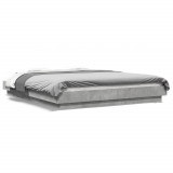 VidaXL Cadru de pat cu lumini LED gri beton 150x200 cm, lemn prelucrat