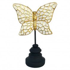 Statueta decorativa, Fluture pe postament, Alb, 22 cm, 219H1