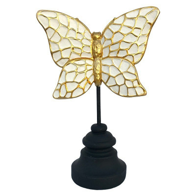 Statueta decorativa, Fluture pe postament, Alb, 22 cm, 219H1 foto