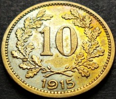 Moneda istorica 10 HELLER - AUSTRIA / AUSTRO-UNGARIA, anul 1915 *cod 4949 A foto