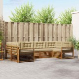 vidaXL Seturi de canapele 6 pcs Natural și Bej Lemn Solid de Acacia 3374033