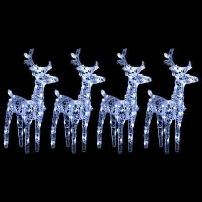 vidaXL Reni de Crăciun, 4 buc., alb rece, 160 LED-uri, acril foto